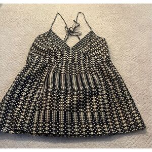 Patterned Spaghetti Strap Women's Tank Top - Black and White